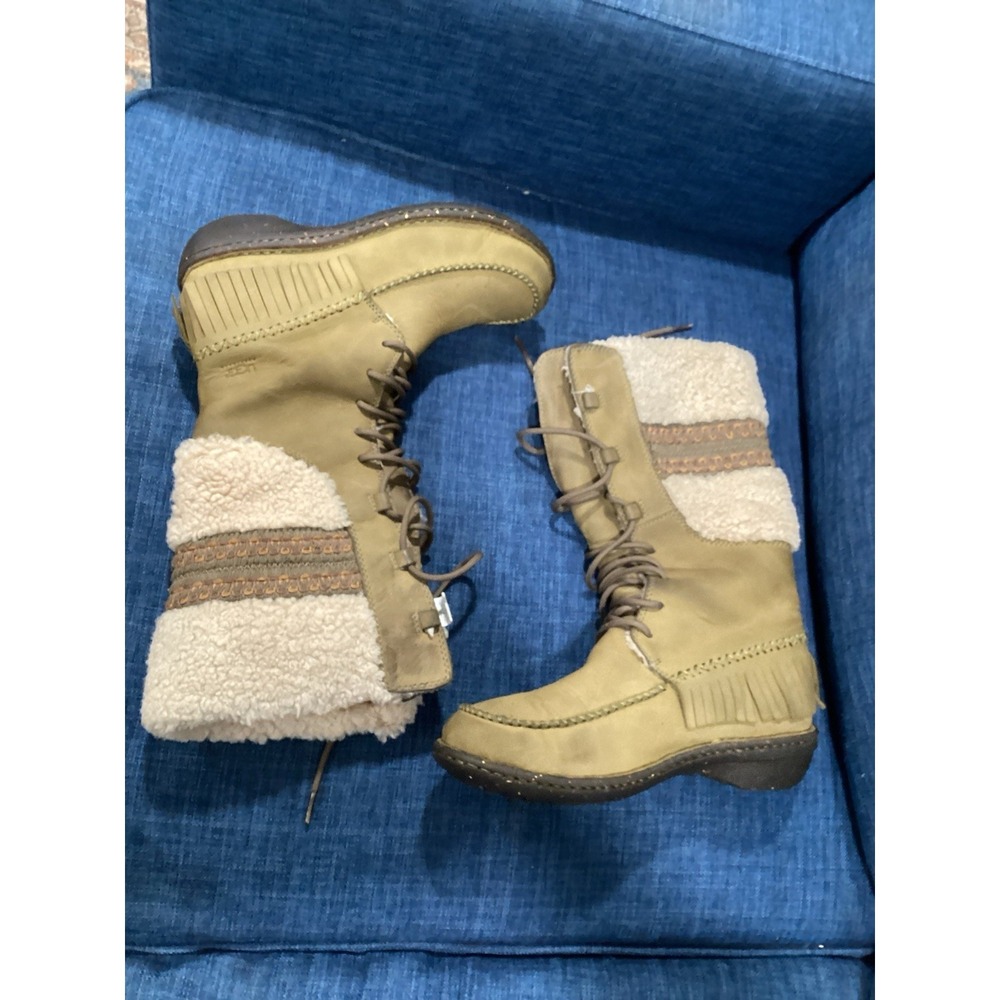 UGG | Shoreline Shearling Brown Sheepskin Fringe Tall Boot Women's Size 8